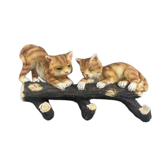 Tree Branch Cat Wall Sculpture Multi-purpose Wall Mount Simulation Cat Hanger Hook Home Living Room Bedroom Kitten Wall Art Decoration