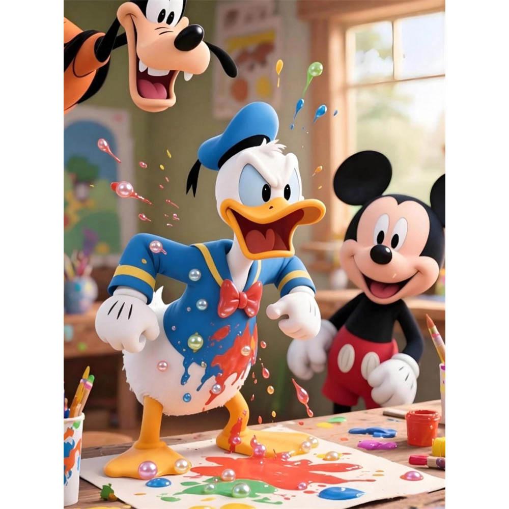 

Disney Mickey Mouse and Donald Duck Bead Mosaic Painting Handmade Pearl Embroidery Art Piece Romantic Gift Home Decoration Design 35x45cm