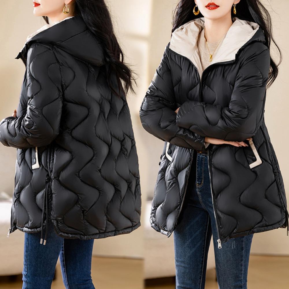 Winter clothing medium and long hooded and thin rhombus down cotton clothes women's college style warm fashion thickened coat tide