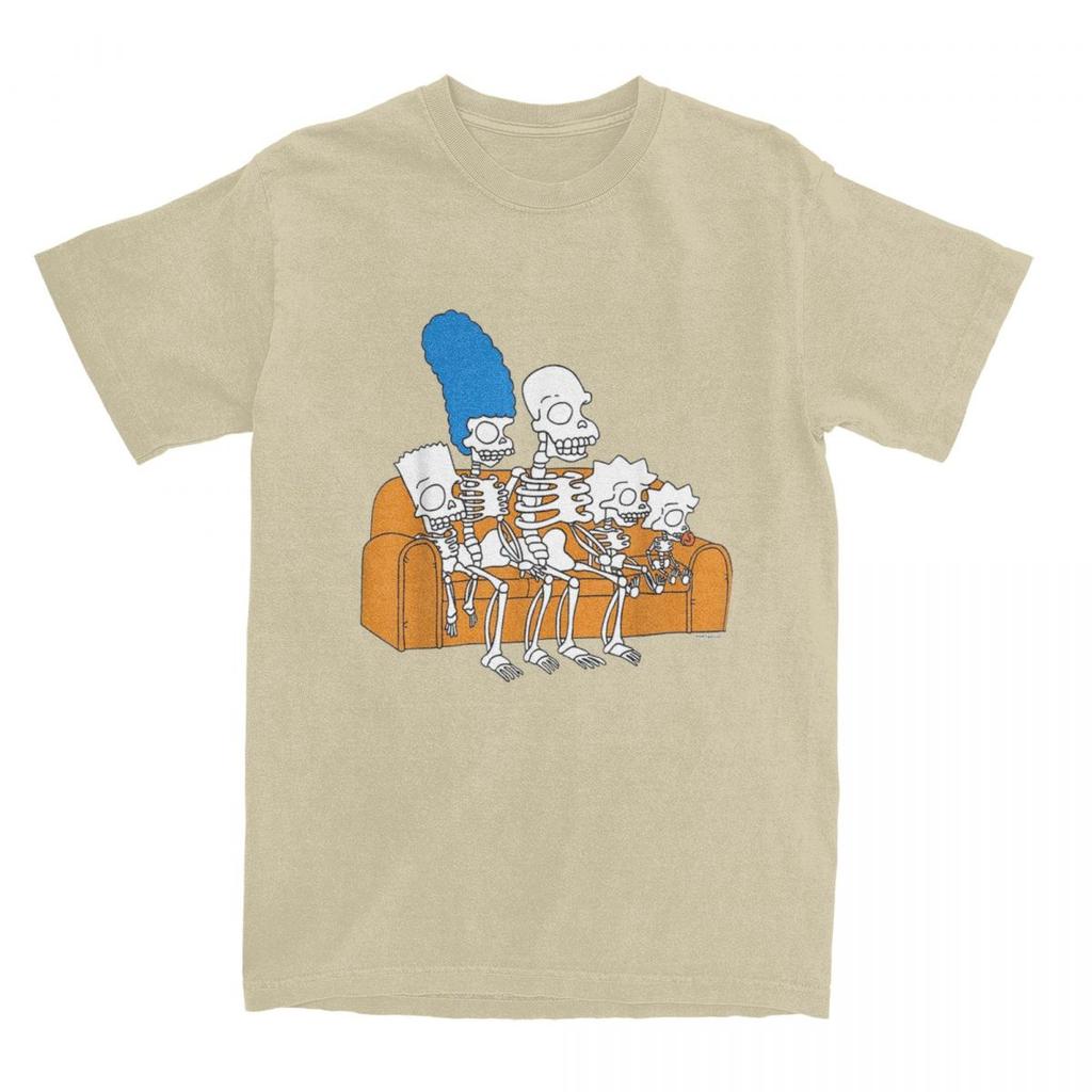 Miniso Vintage Simpson Family Skeletons Treehouse of Horror Cotton T Shirts Tee Shirt Unisex Casual Short Sleeve Clothing