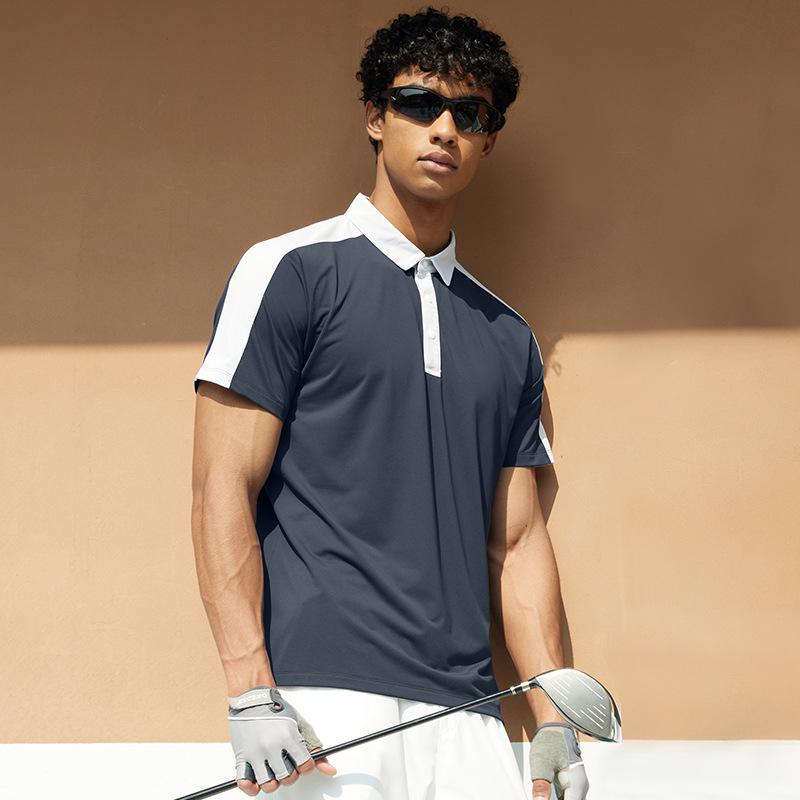 

Men s American-Style Ice Silk Short Sleeve Polo - High-End Summer Quick Dry Business Shirt 3XL [90-100 kg]