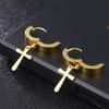 1 Pair Fashion Cross Circle Earring Stainless Steel Punk Dangle Rock Style Earrings Women Men's Earrings Fashion Jewelry Gift