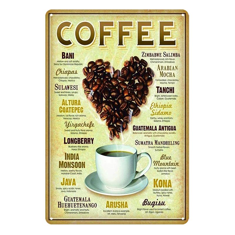 Vintage Coffee Bar Metal Tin Signs Decor Wall Art Sign Posters Wall Decoration Coffee Plaque Sign Cafe