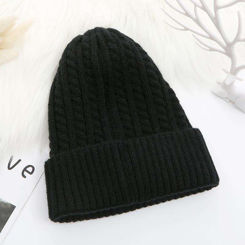 Winter Solid Color Knitted Warm Hat Knitted Women's Hat