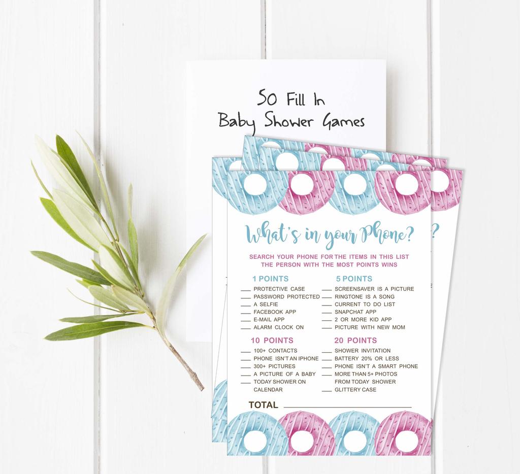 Inkdotpot Donuts Baby Shower Game Set Of 50 BabyA  AlphabetA  ABCA  Game He Or She Party