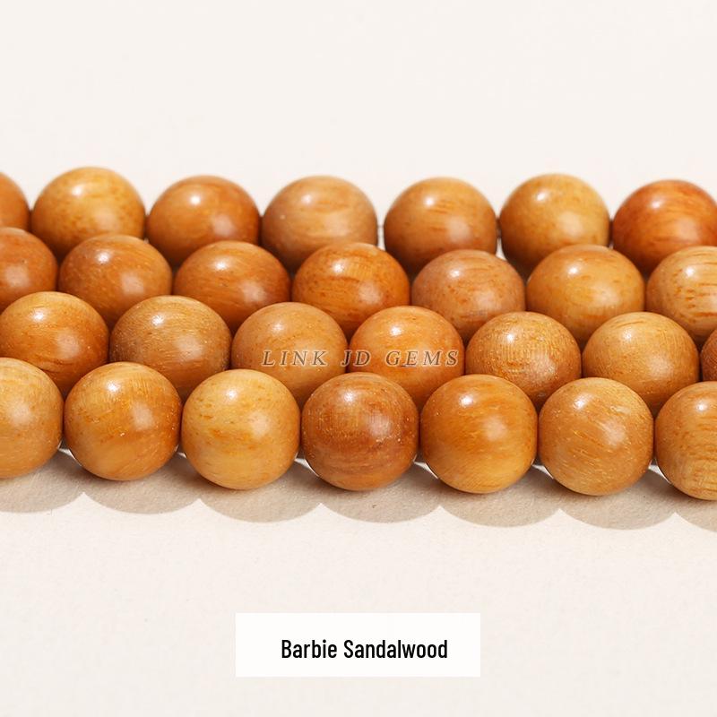 Golden Sandalwood Round Beads - Loose Wooden Beads for DIY Buddhist Jewelry & Accessories