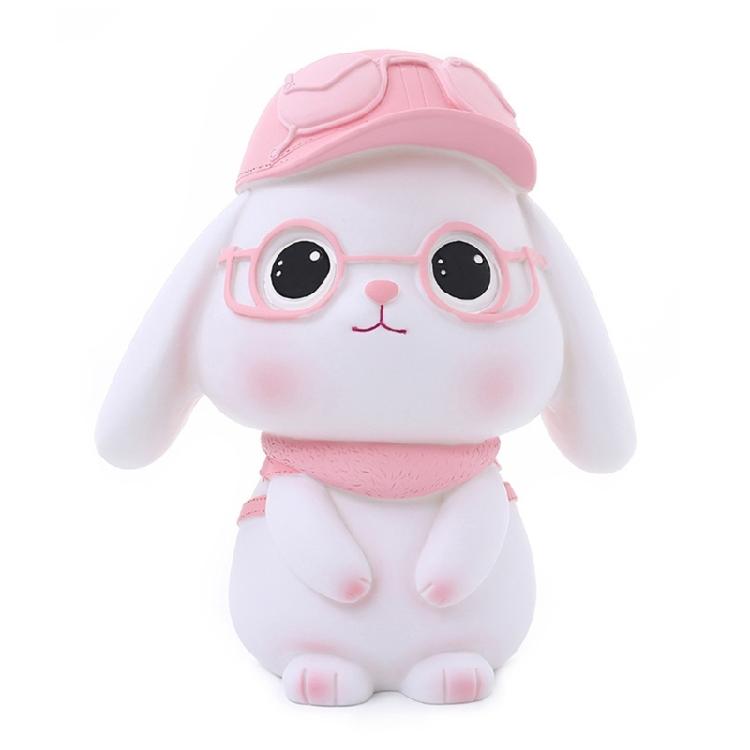 Decorative Rabbits Statue Saving Jar Money Management Holder for Children Teens Cartoon Animal Shatterproof Coin Banks