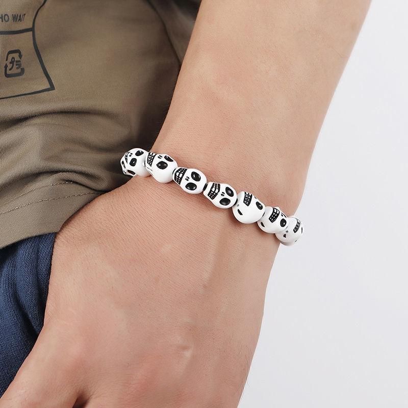 Dark Hip Hop Skull Beaded Bracelet Punk Gothic Retro Couple Bracelet Trend Personality Jewelry