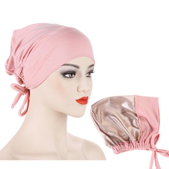 Women Turban Hat Pre Tied Drawstring Wrap Headscarf Sleep Hair Cover Skull Cap Chemo Cancer Headwear