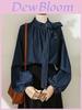 Soft Satin Bowknot Denim Shirt With 3d Effect For Casual Womens Spring Fashion