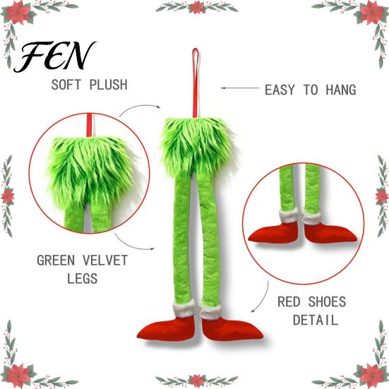 Kreative Weihnachtsfeier-Dekoration Lustige Elfenbeine Auto-Hängeornament, Baumschmuck mit weichem Plüsch für Plüsch, Rotes Grünes Feiertagspendant Rückspiegel