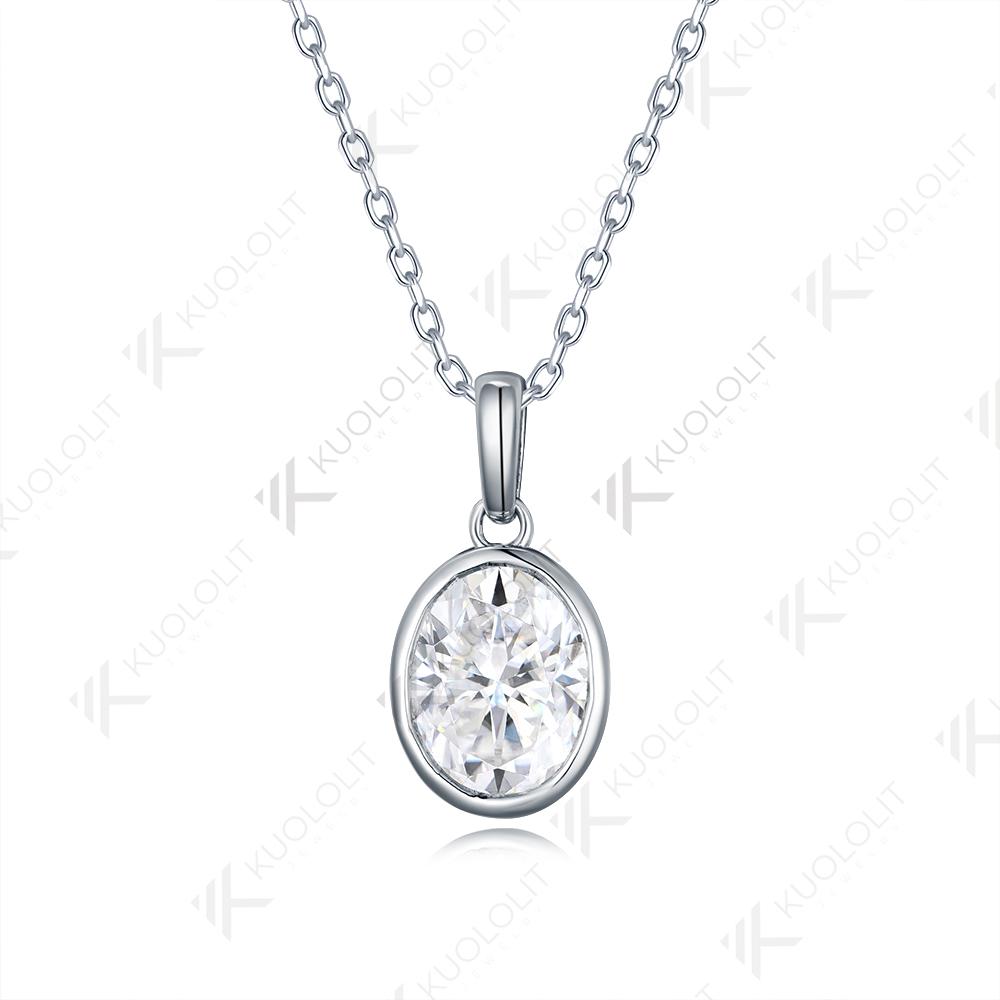 

Kuololit Moissanite Necklace for Women Men Solid Gold for Oval Engagement Party Christmas Gift Anniversary Party