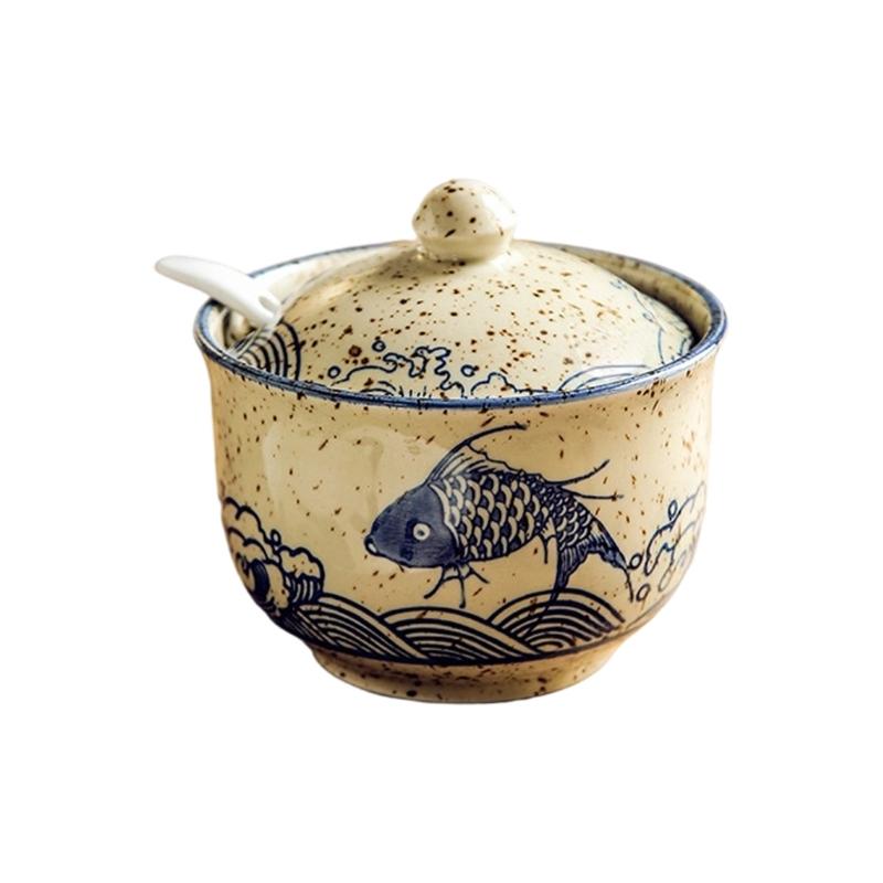 Elegant Ceramic Sugar Storage Jar with Salt Glaze Finish for Kitchen Organization Airtights Seal Prevents Moisture