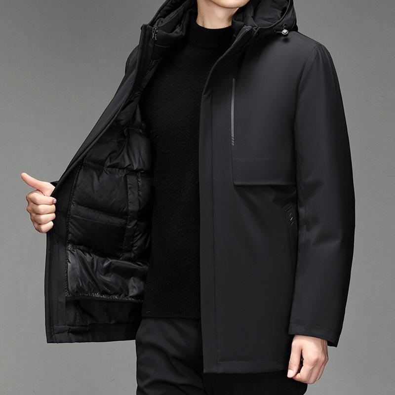 New medium and old down jackets, men's medium and long thickened jackets, large size can be removed from the liner, winter clothes