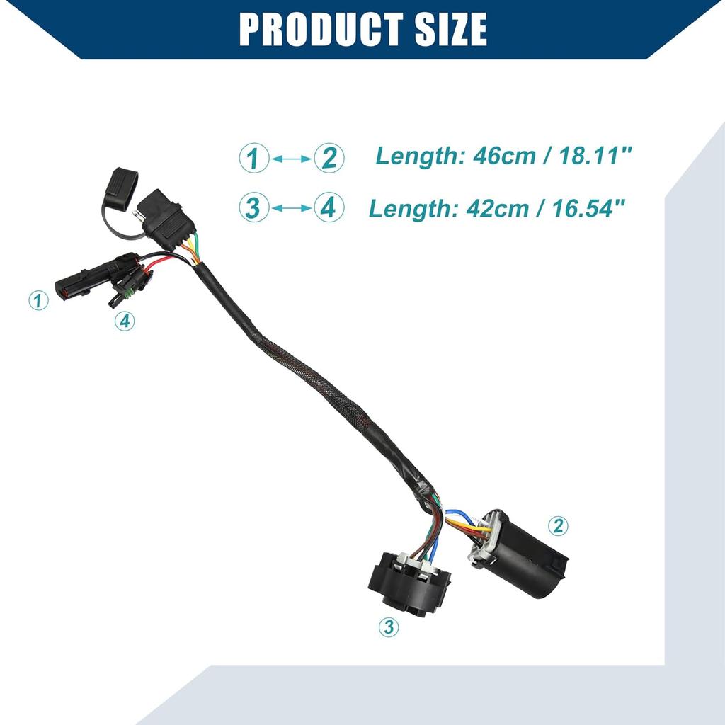 7 Pin to 4 Way Tailgate Light Flat Trailer Wiring Harness/Rear Tailgate Light Wiring Harness for Trailer/Durable Plastic / 1Pcs Black