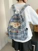 Schoolbag New Fashion Large Capacity Commuter Versatile Backpack Japanese ins Niche Retro Plaid Cute Dog Leisure Bag