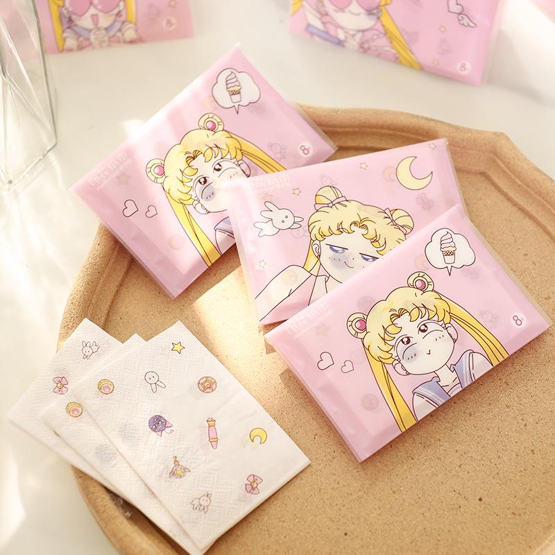 Colorful Cartoon Girl Handkerchief Tissue Wallet & Coin Purse 21x21 cm