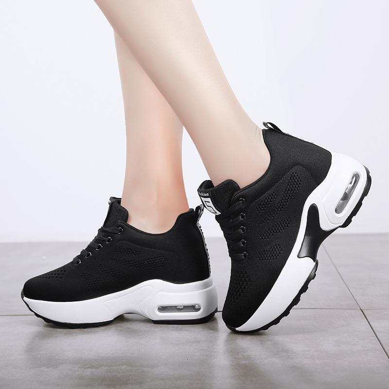 Women's Sports Shoes New Mesh Breathable Little White Shoes Thick-soled Ghost Step Shoes Soft-soled Square Dance Shoes