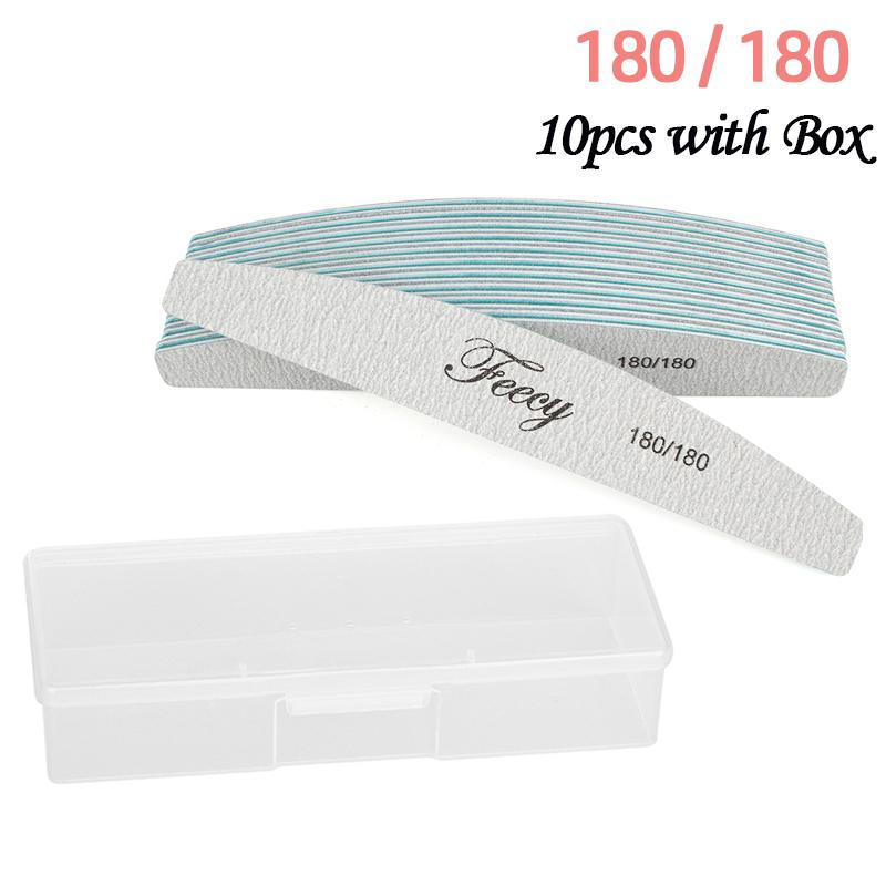 

Профессиональные пилочки для ногтей, 10 шт., наждачная бумага с коробкой, прочные толстые пилочки для ногтей, буфер для шлифовки маникюра, инструменты для ногтей в форме полумесяца и лайма