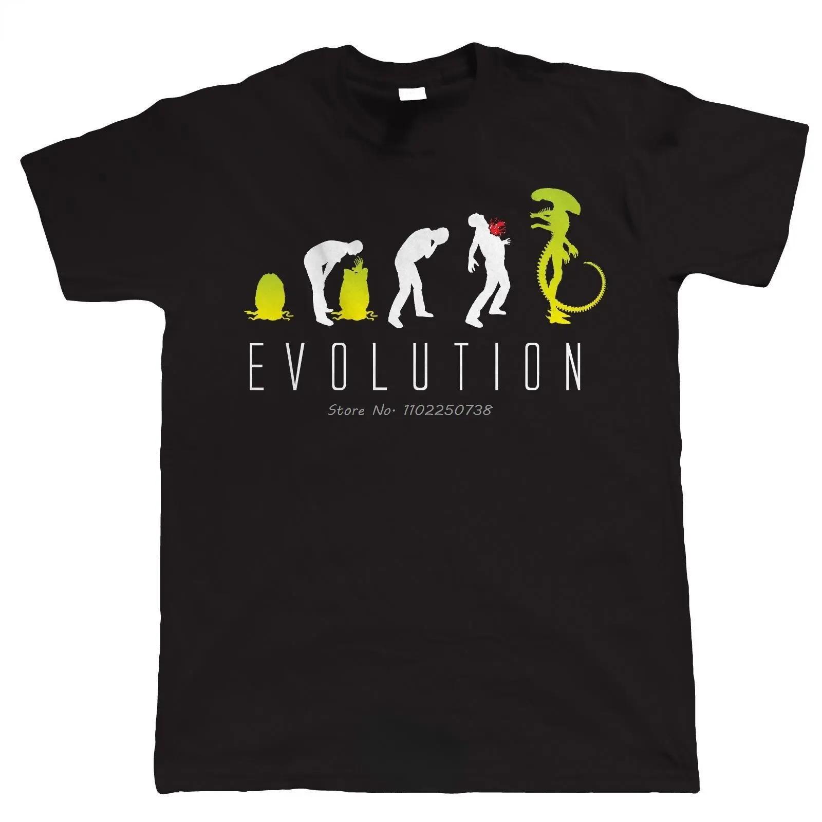 

Unisex Women Fashion T Shirt Funny Evolution Of Alien Unisexs SciFiTShirt Unisex Leisure Tops Male Summer Plus Size Cotton L