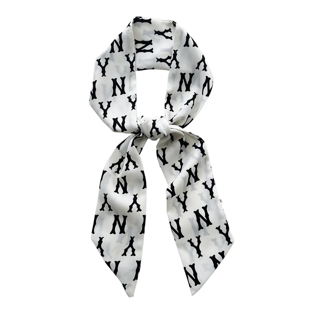 Black And White Letter Long Silk Scarf, Spring Retro Professional Changeable Decorative Scarf, Versatile Temperament Streamer