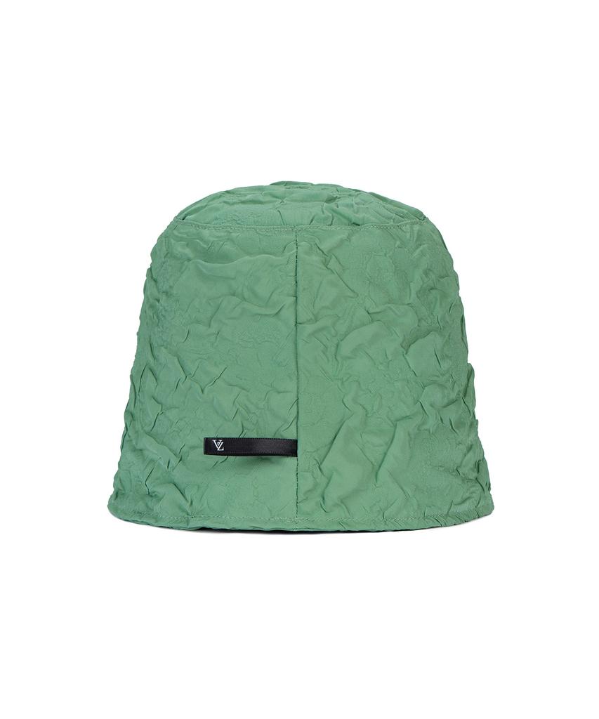 Bajal Embossed Long Label Drop Bucket Hat Green