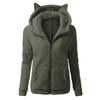 Women's Fashion Solid Color Sweatshirt Loose Hooded Fleece Zipper Jacket Top