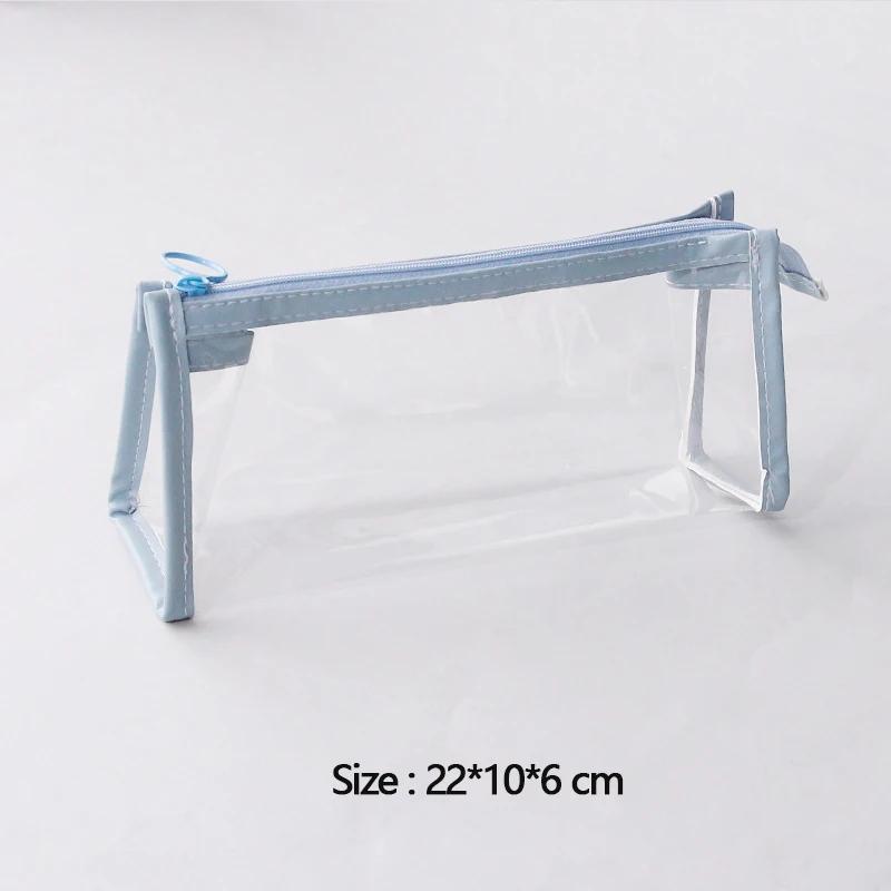 

Школьные принадлежности для учебы Канцелярские товары Офисные принадлежности Прозрачный пенал Большой вместимости Простая сумка для ручек Кавайная косметичка синий