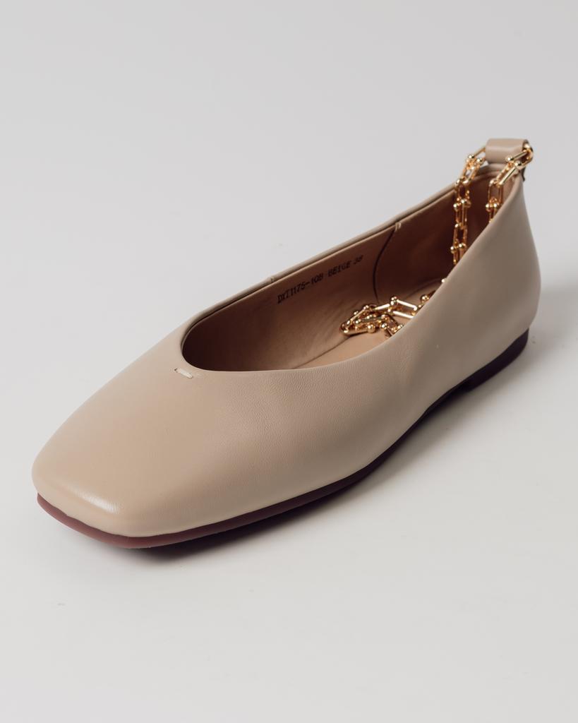 Ballet Flats with Chain Anna Lucci 19641 36 Beige Leather