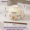 Ceramic Instant Noodles Bowl with Lid And Handle Dormitory Student Microwave Safe Soup Bowl Personal Special Bowl Cartoon Design