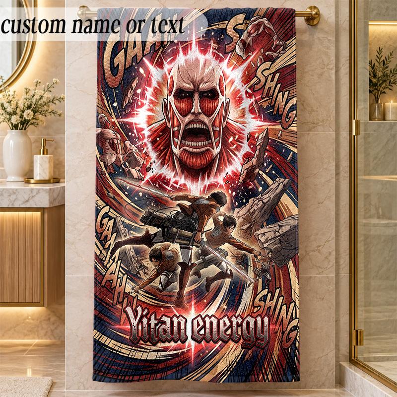 Beach TowelAttack on Titan Custom Name Text Personalized Soft Towel for Beach Pool Indoor Home Decor Gift