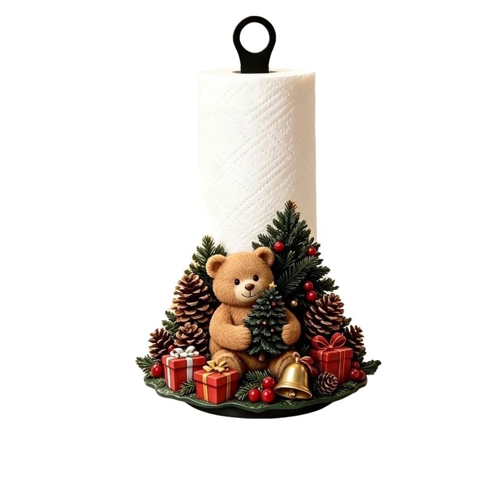 Wooden Base Santa Claus Towel Stand Acrylic Roll Paper Towel Holder Tissue Stand Dining Table