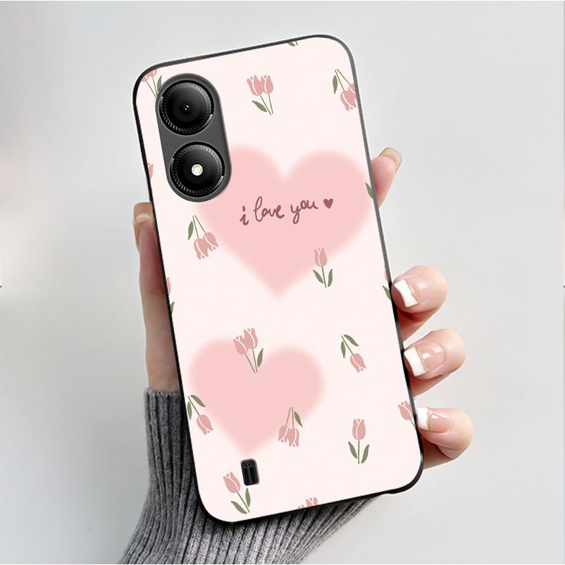 Custodia con Stampa per ZTE Blade A33S A34 Guscio Nero in Morbido Silicone per ZTE Blade A31 Plus Custodia Carina con Fiori e Cartoni Animati