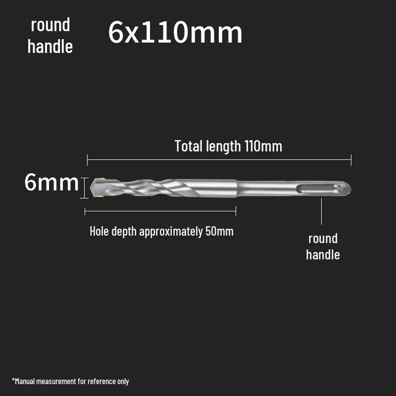Square Shank 4-Flute Impact Drill Bit for Concrete, Round Shank 2-Flute Hole-Enlarging Drill Bit 150MM