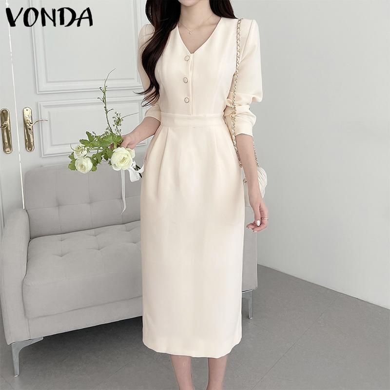 

VONDA женское длинное платье с v-образным вырезом и талией