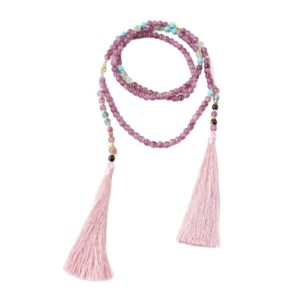 1Pcs Beaded Tassel Retro Necklace Chinese Style Ethnic Style Necklace  Women Jewelry