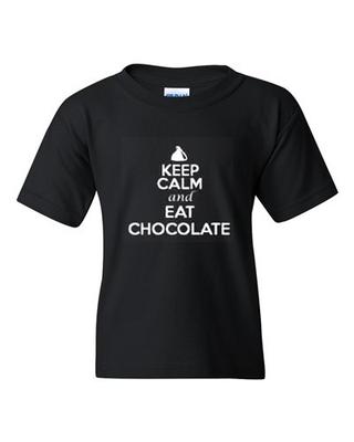 Keep Calm And Eat Chocolate Novelty Youth Kids T-Shirt Tee Unisex T-Shirt