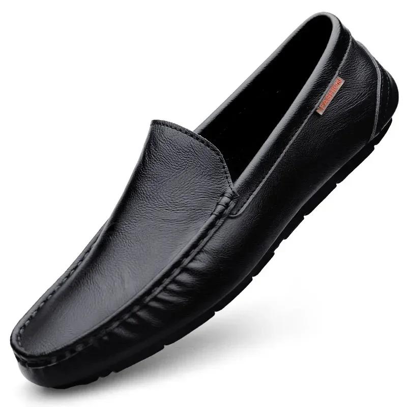 Genuine Leather Men Casual Shoes Luxury Brand Mens Loafers Lightweight Breathable Slip On Italian Driving Shoes Moccasins