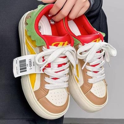 Niche Burger Women's Autumn New Color Matching Thick Baseplate Shoes Versatile Casual Bread Shoes