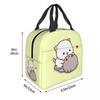 Custom Peach And Goma Mochi Cat Cuddling Thermal Insulated Lunch Bags Women Resuable Lunch Tote for School Storage Food Box