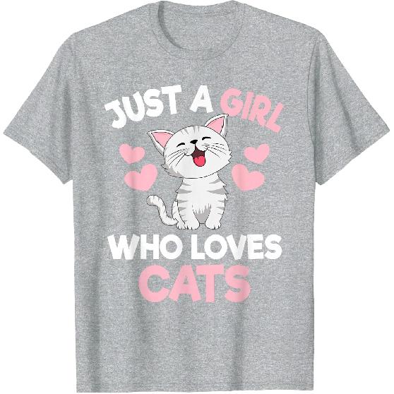 Just A Girl Who Loves Cats Cute Cat Lover Girls Kids T-Shirt