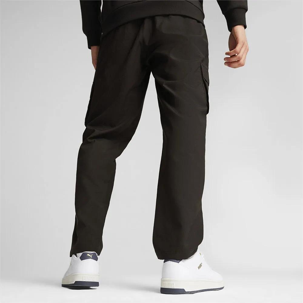 PUMA Cargo Pants Elastic Waistband Multiple Pockets Black