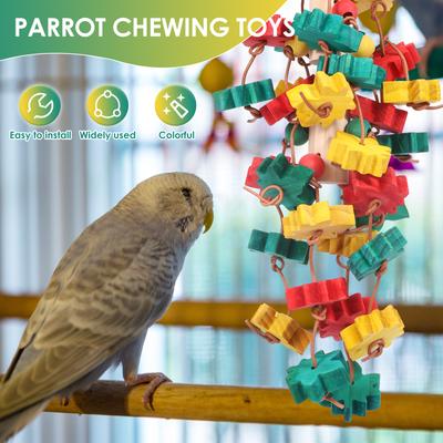 Wooden Parrot Chew Toy Bird Multicolored Cage Hanging Bite Hang Swings Exercise Chewing Ability Training for Macaw Cockatoo