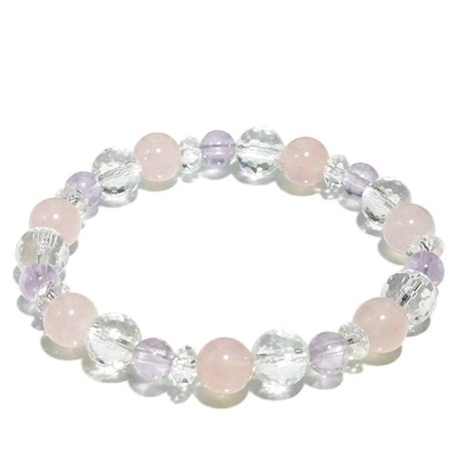 

[Сіндзюку Гін но Кура] Браслет з рожевого кварцу, лавандового аметисту, кристалу з 128 гранями, довжиною приблизно 17 см (Жіночий середній)