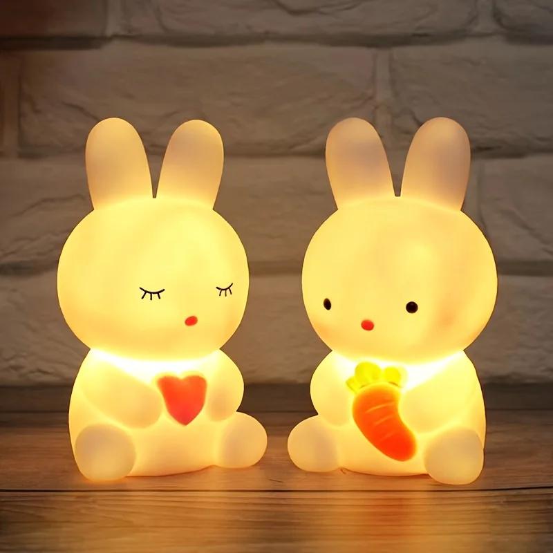 LED Cute Cartoon Rabbit Night Light Bedroom Living Room Rabbit Decoration Atmosphere Light for Birthday Gifts Children's Toys