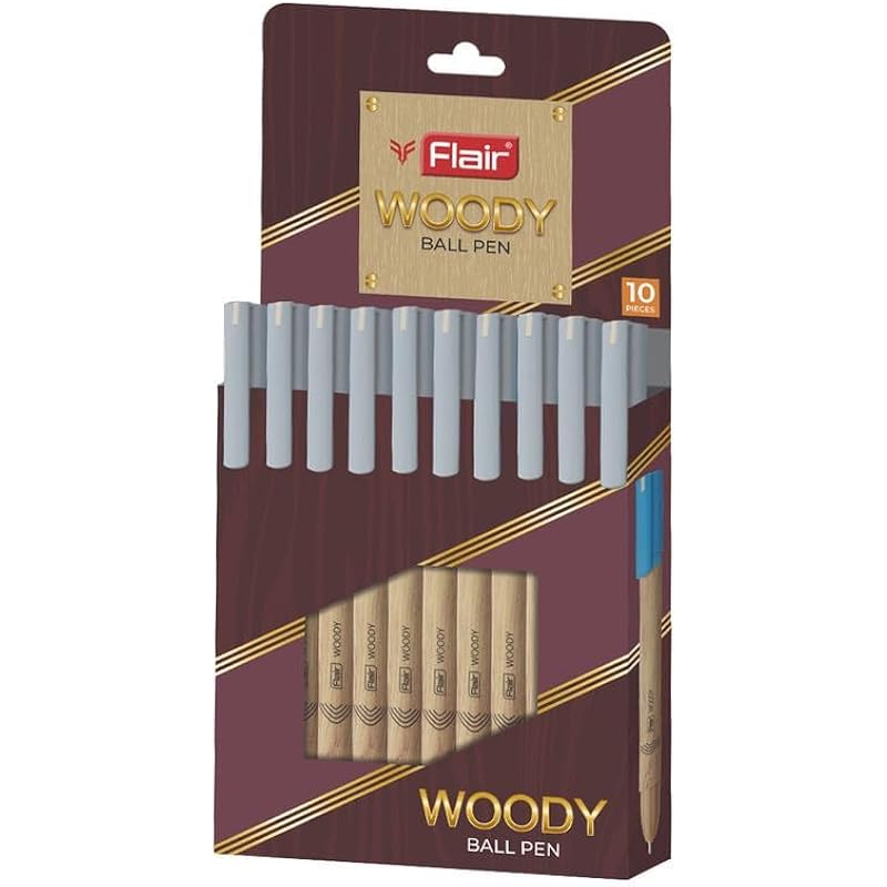 FLAIR Woody Ball Pen Wallet Pack | 0.7 Mm Tip Size | Attractive Woody Design | Smooth Ink Flow System With Low-Viscosity