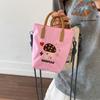 Cute Cartoon Print Small Bucket Bag With Zipper Closure For Daily Use