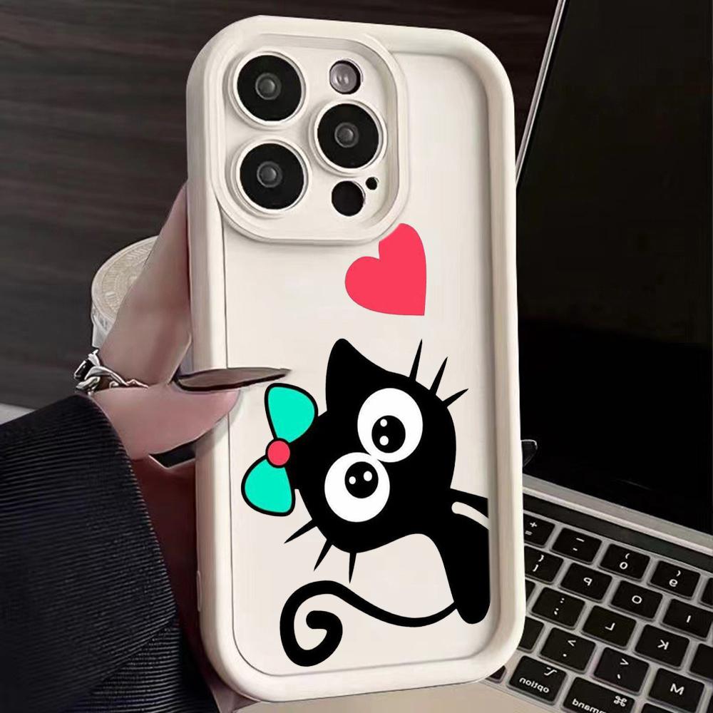 LZ11 cat Cute art design Silicone Phone Case for iPhone 11 13 14 15 16 Pro Max 7 8 16 Plus 12 mini XS Max XR Shockproof Back Cover