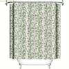 1pc Green Vintage Floral Polyester Shower Curtain - Botanical Farmhouse Bathroom Decor with 12 Hooks, Fabric, Line Dry, All-Se