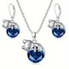Silver Cat Necklace Pendant and Earrings Jewelry Set Is Suitable As a Gift for Women, with Crystal Zirconia, Perfect As an Accessory for Brides and